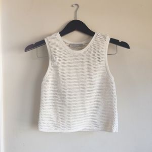 Everlane White Organic Cotton Knit Scoop Neck Cropped Crop Tank Top XS